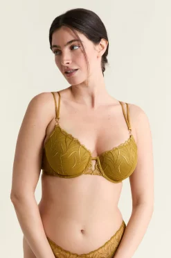 Clearance ETAM Sujetador N.4 - Copas finas con bordado floral AMARILLO &Aacute;CIDO