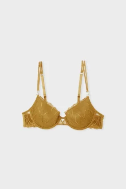 Clearance ETAM Sujetador N.4 - Copas finas con bordado floral AMARILLO &Aacute;CIDO