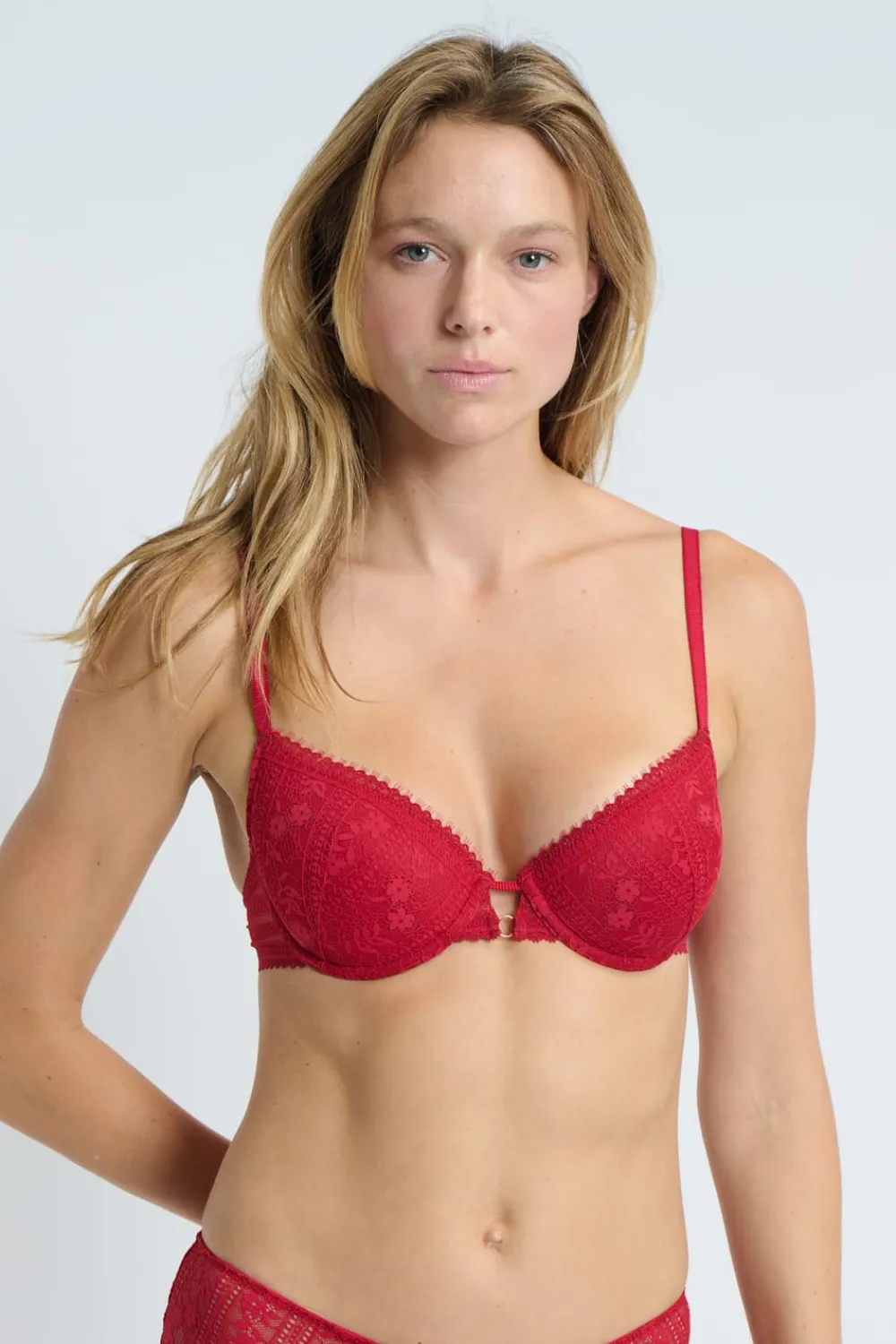 Clearance ETAM Sujetador N.4 - Copas finas de encaje ROJO