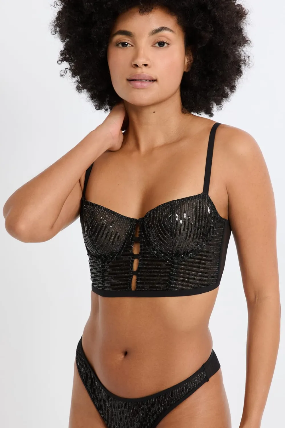 Hot ETAM Sujetador N.9 - Corpiño con lentejuelas NEGRO