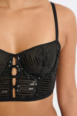 Hot ETAM Sujetador N.9 - Corpiño con lentejuelas NEGRO