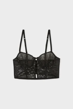Hot ETAM Sujetador N.9 - Corpiño con lentejuelas NEGRO