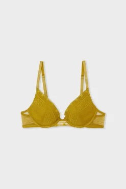Hot ETAM Sujetador N.2 - El push-up escote pronunciado de encaje AMARILLO &Aacute;CIDO