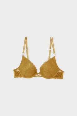 New ETAM Sujetador N.2 - El push-up escote pronunciado con bordado floral AMARILLO &Aacute;CIDO