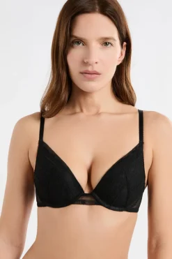 Outlet ETAM Sujetador N.2 - El push-up escote pronunciado de encaje NEGRO