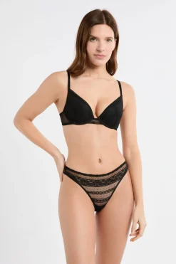 Outlet ETAM Sujetador N.2 - El push-up escote pronunciado de encaje NEGRO