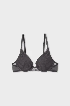 Outlet ETAM Sujetador N.2 - El push-up escote pronunciado de encaje NEGRO