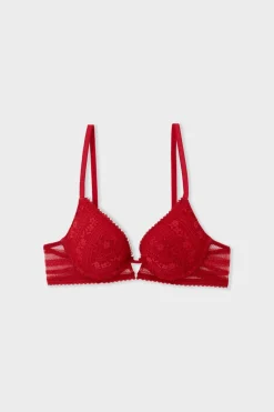 Outlet ETAM Sujetador N.2 - Push-up escotado de encaje ROJO