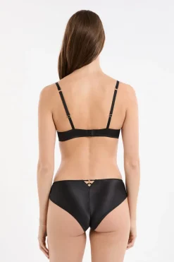 Sale ETAM Sujetador N.2: el push-up escote pronunciado con bordado floral ANTRACITA
