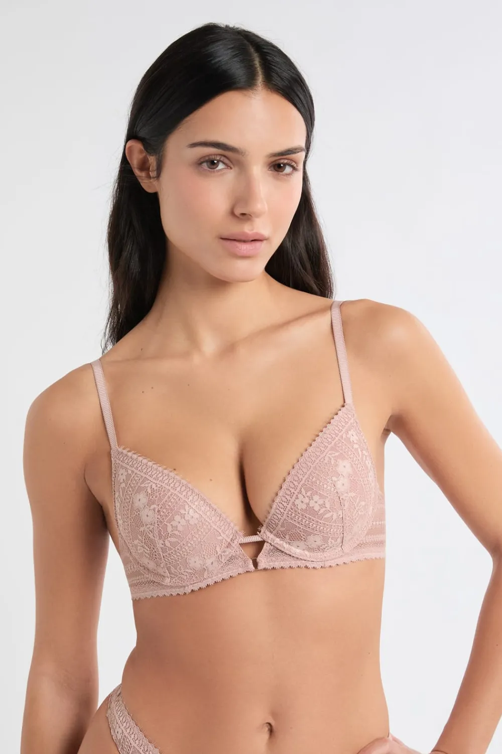 Online ETAM Sujetador N.2: sujetador el push-up escote pronunciado de encaje brillante ROSA EMPOLVADO