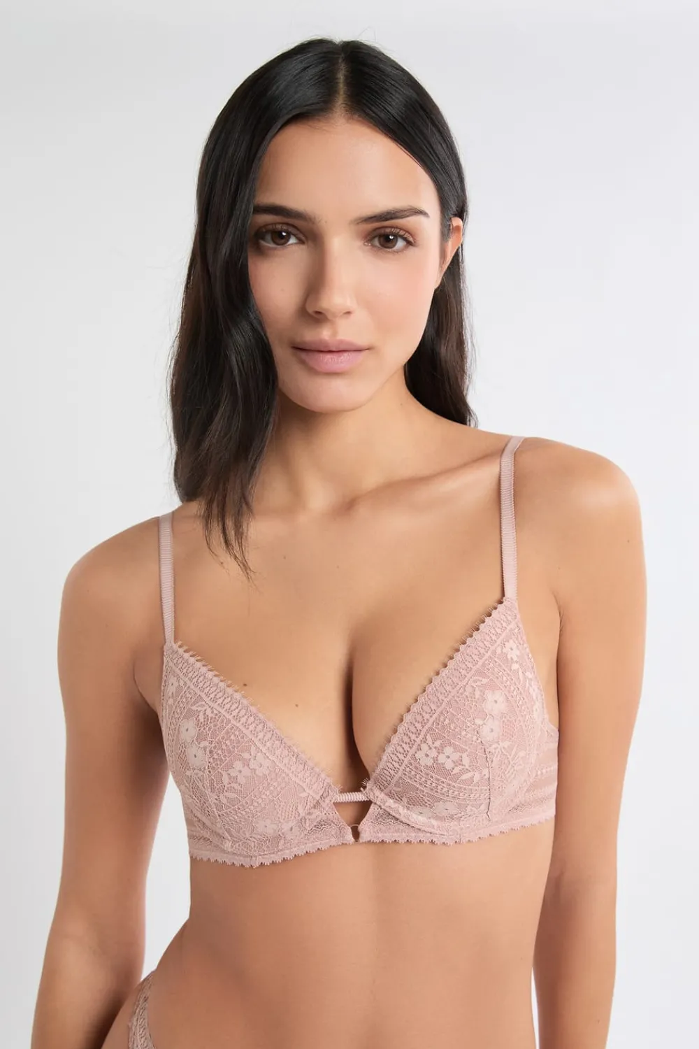 Online ETAM Sujetador N.2: sujetador el push-up escote pronunciado de encaje brillante ROSA EMPOLVADO