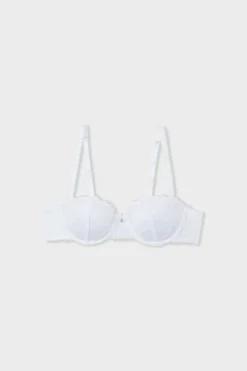 Clearance ETAM Sujetador push up balconnet de encaje y satén BLANCO