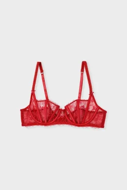 Clearance ETAM Sujetador sin relleno de tul y satén ROJO