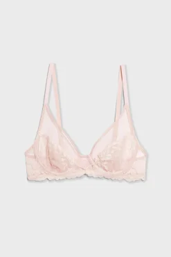 Hot ETAM Sujetador sin relleno de encaje y tul ROSA EMPOLVADO