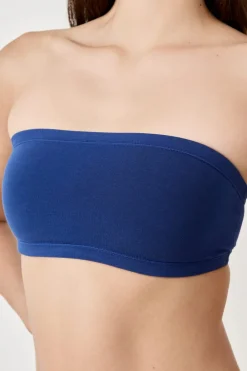 Best ETAM Sujetador sin tirantes sin aros de algodón orgánico elástico AZUL MARINO