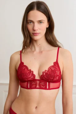 Hot ETAM Sujetador triangular de bordado ROJO