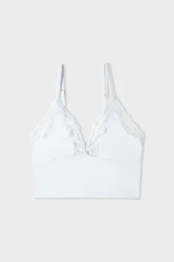Sale ETAM Sujetador triangular de microfibra y encaje AZUL CIELO