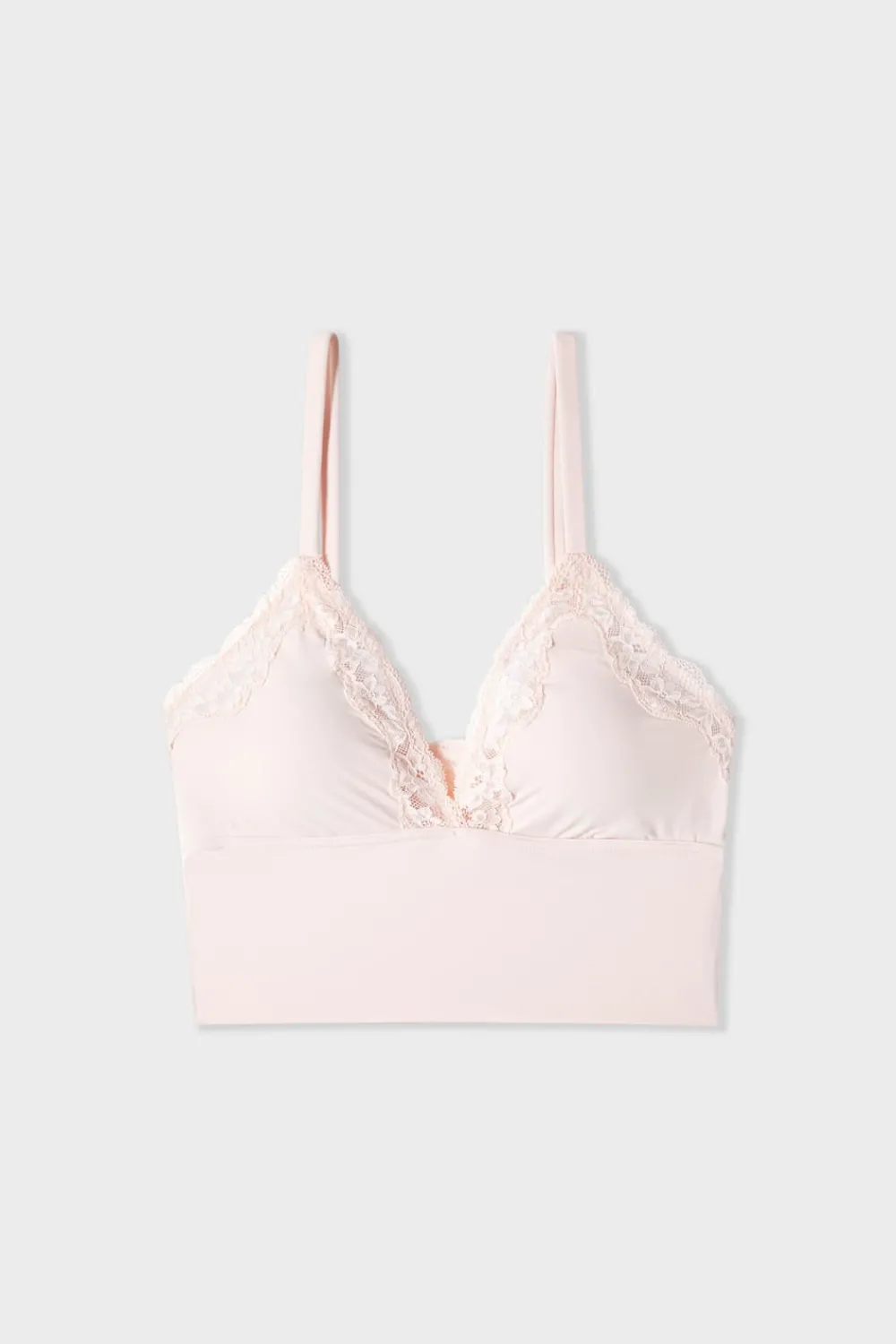 Discount ETAM Sujetador triangular de microfibra y encaje ROSA EMPOLVADO