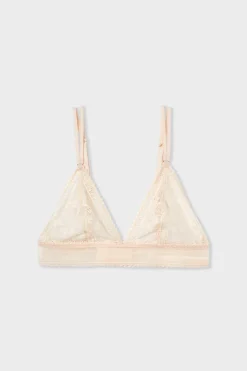 ETAM Sujetador triangular sin aros de encaje ROSA CLARO