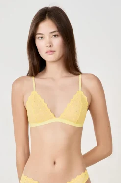 Discount ETAM Sujetador triángulo con bordado AMARILLO ÁCIDO
