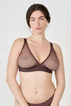 Discount ETAM Sujetador triángulo sin aros de tull CHOCOLATE