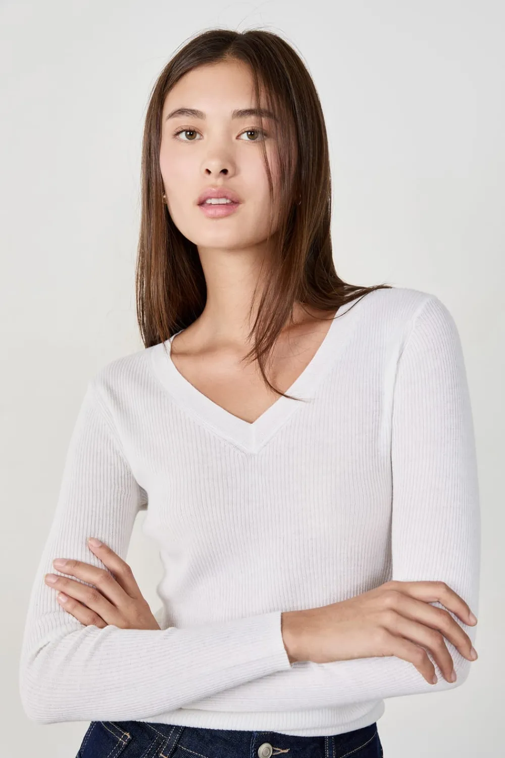 ETAM Suéter cuello en V BLANCO