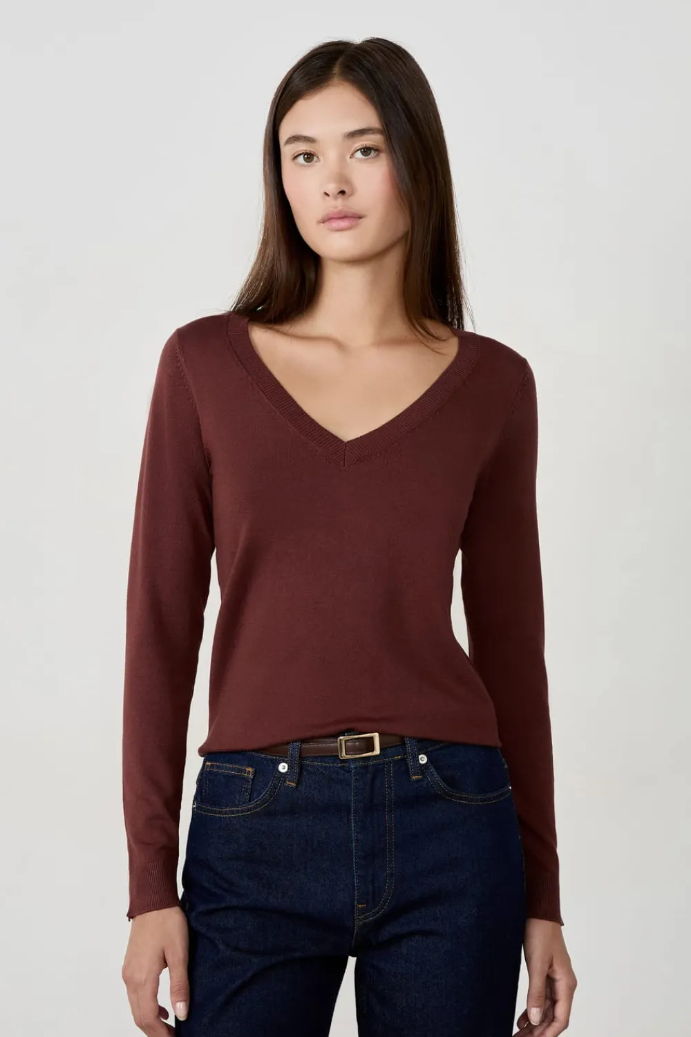 New ETAM Suéter cuello en V MARRÓN