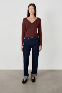 New ETAM Suéter cuello en V MARRÓN