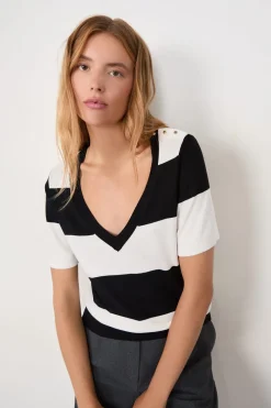 Outlet ETAM Suéter cuello en V manga corta ESTAMPADO