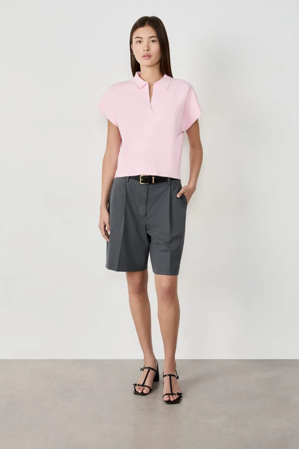 Discount ETAM Suéter sin mangas cuello Polo ROSA EMPOLVADOS