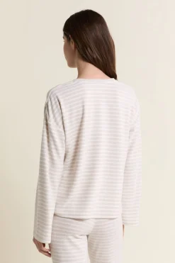Online ETAM Sweatshirt de pyjama à rayures BEIGE