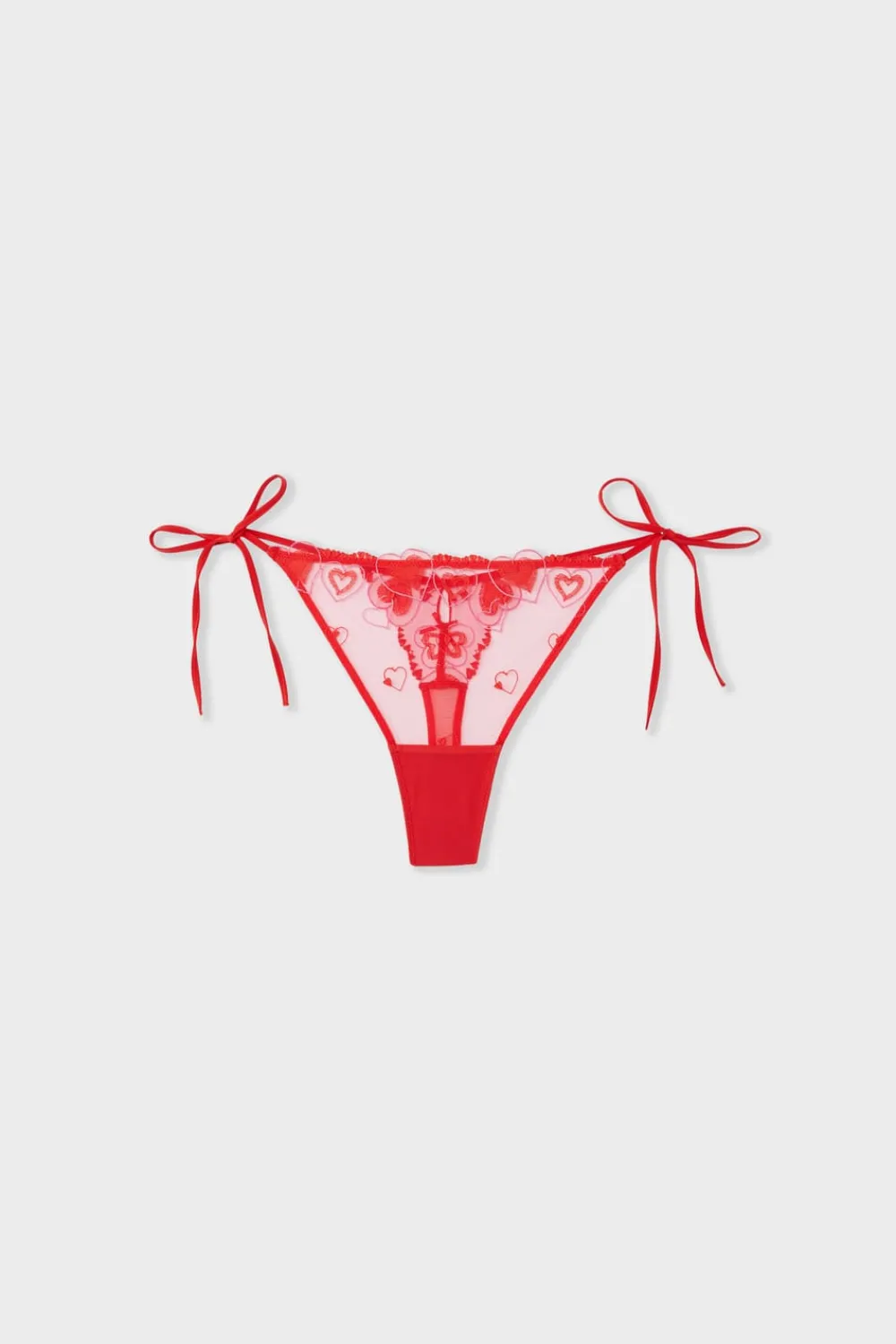 Online ETAM Tanga bordada con motivos de corazones IMP FONDO ROSA