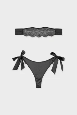 Best ETAM Tanga bordado con lazos NEGRO