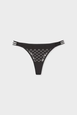 Sale ETAM Tanga con bordado NEGRO
