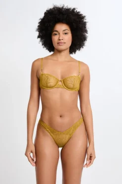 Sale ETAM Tanga con bordado floral AMARILLO ÁCIDO