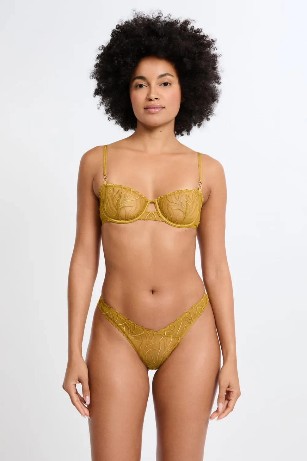 Sale ETAM Tanga con bordado floral AMARILLO ÁCIDO