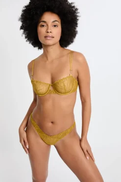 Sale ETAM Tanga con bordado floral AMARILLO ÁCIDO