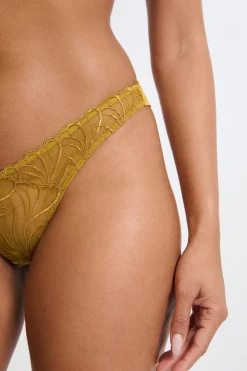 Sale ETAM Tanga con bordado floral AMARILLO ÁCIDO