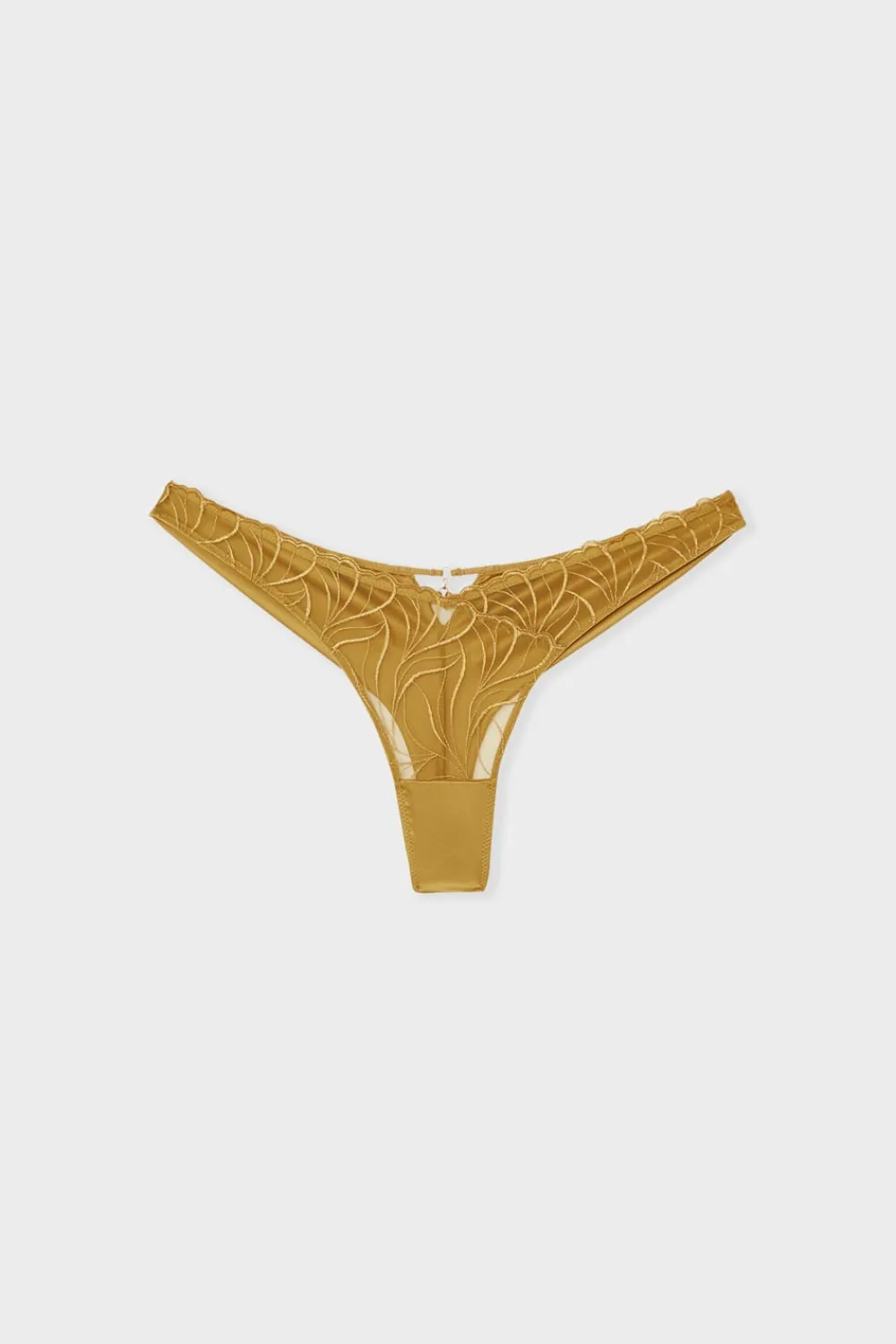 Sale ETAM Tanga con bordado floral AMARILLO ÁCIDO