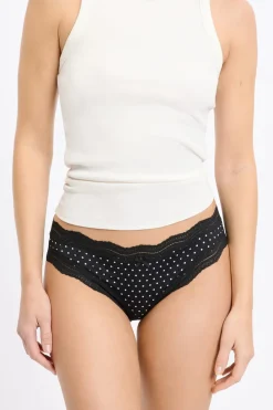Clearance ETAM Tanga con bordes de encaje de microfibra IMP FD NEGRO