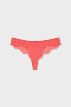 New ETAM Tanga con encaje CORAL