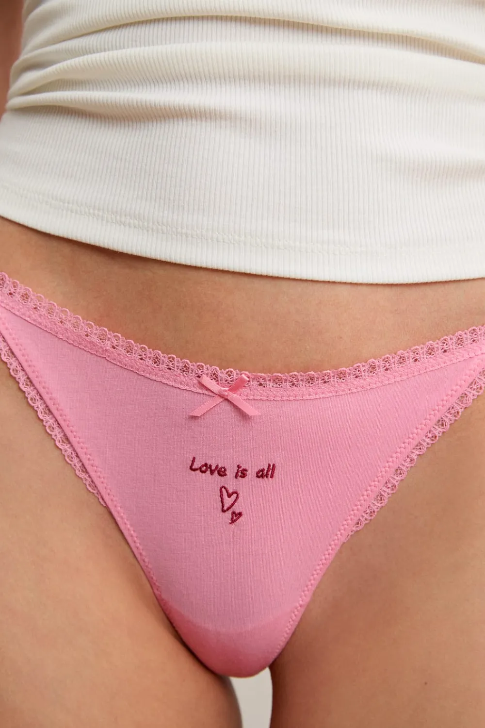 ETAM Tanga de algodón ROSA