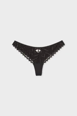 Sale ETAM Tanga de bordado NEGRO