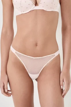 New ETAM Tanga de bordado ROSA POLVO