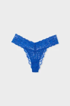 Sale ETAM Tanga de encaje AZUL REAL