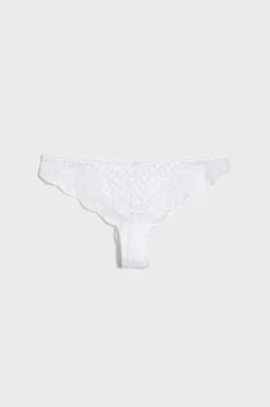 ETAM Tanga de encaje BLANCO