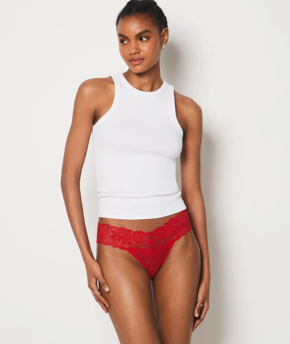 Clearance ETAM Tanga de encaje ROJO