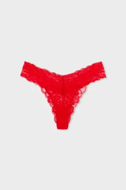 Clearance ETAM Tanga de encaje ROJO