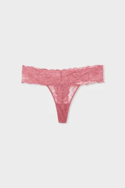 Online ETAM Tanga de encaje BLUSH