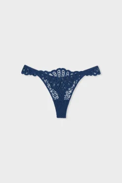 Sale ETAM Tanga de encaje marino